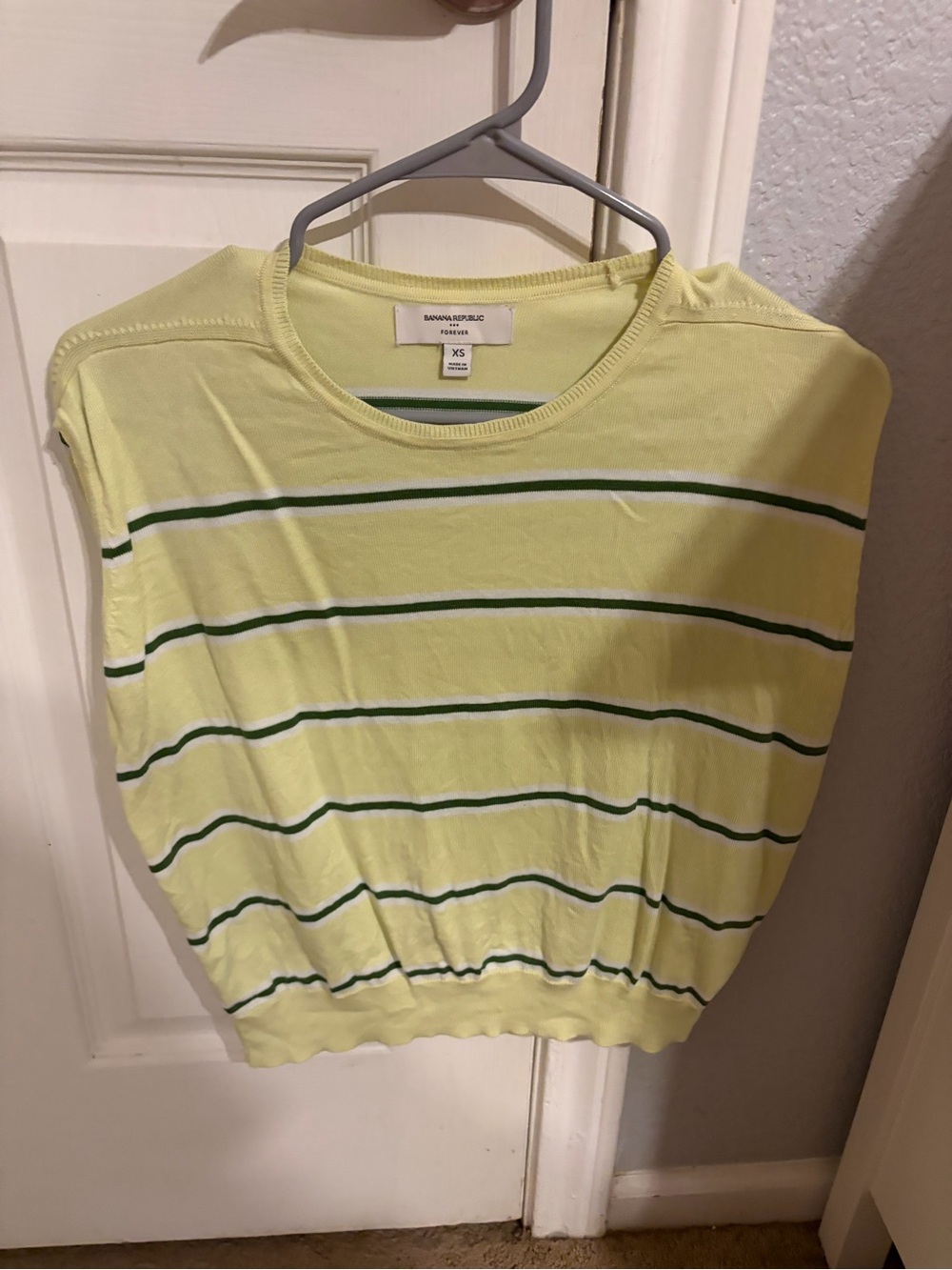 Banana Republic Yellow and Green Striped Tank Top